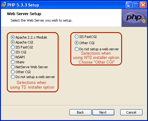 PHP 5.3.3 Web Server Setup Type